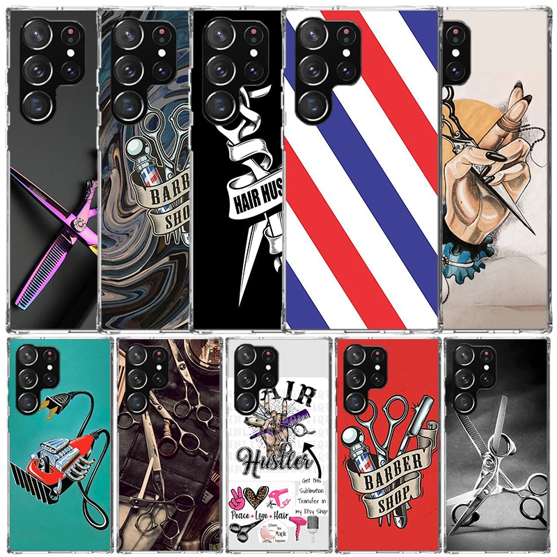Hair Stylist Scissors Brush Phone Case For Samsung Galaxy S24 S25 Edge S26 Ultra S22 S23 Plus S21 + S20 FE Soft TPU Back Cover G