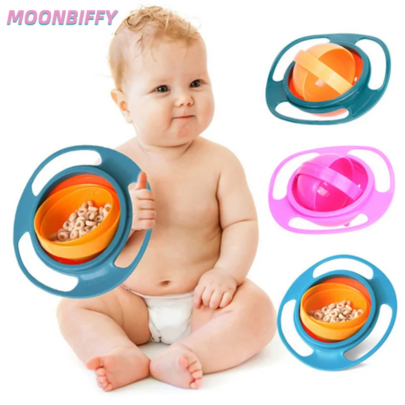 Children Plate Feed Platos Universal Gyro Bowl Dishes Anti Spill Bowl Smooth 360 Degrees Rotation Gyroscopic Bowl for Baby Kids