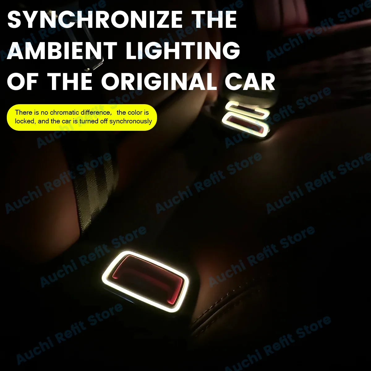 30 Colours Safety Buckle Seat Belt LED Ambient Light For Audi A4 A5 RS4 RS5 B9 A6 A7 C8 Q5 Q7 Q8 2020-2024 Decorative Lamp Part