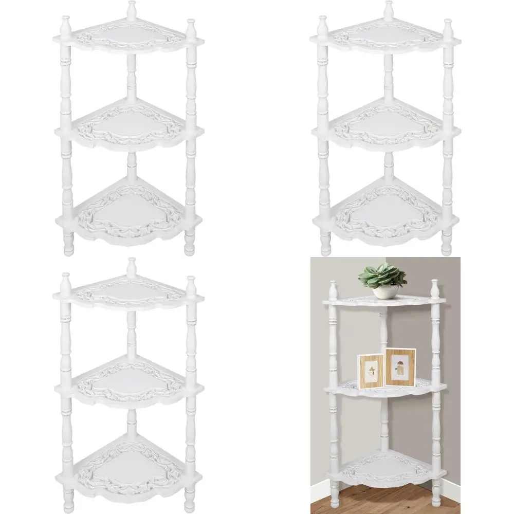 

Винтажный белый угловой стеллаж для дома или офиса - 14.5x14.5x40