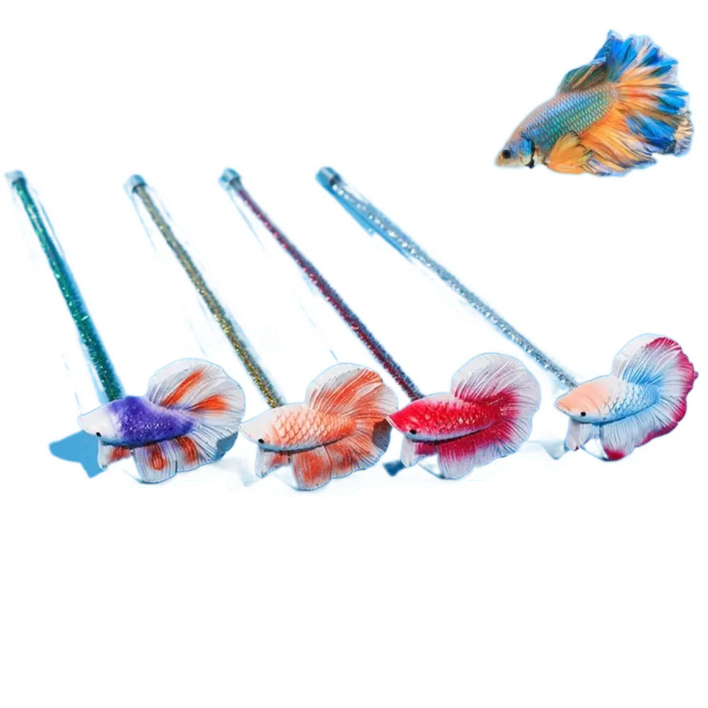 Plaything Simulation Betta Stick Interactive Plaything Aquarium Fish Training Stick Resin Aquariums Wand Fishtanks Accessories