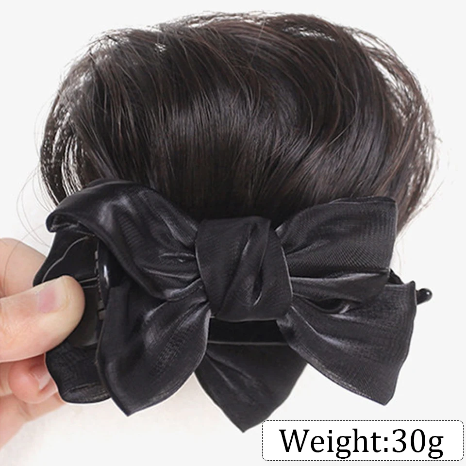 Synthetic Black Bow Hair Claw Clip Chignon Bun Claw Clip in Hair Piece Bun Ponytail Extensions Hairpieces for Women Daily Party view 5