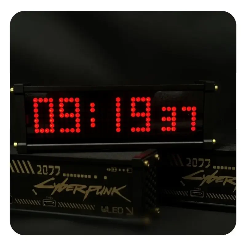 Dot Matrix Clock Aluminum Alloy Table with Ins Desktop Decoration Network Red Clock