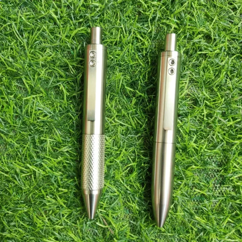 

New Titanium Full Metal Press Rollerball Pen 0.5mm Black Refill UMN-SP Mini Pocket Gel Pen High Quality Office Kawaii Stationery