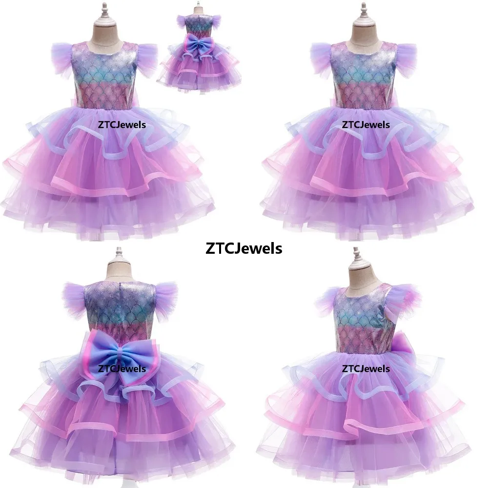 

Cute Mermaid Skirt for Girls Princess Cosplay Dress Halloween Birthday Party Carnival Mesh Prom Gown