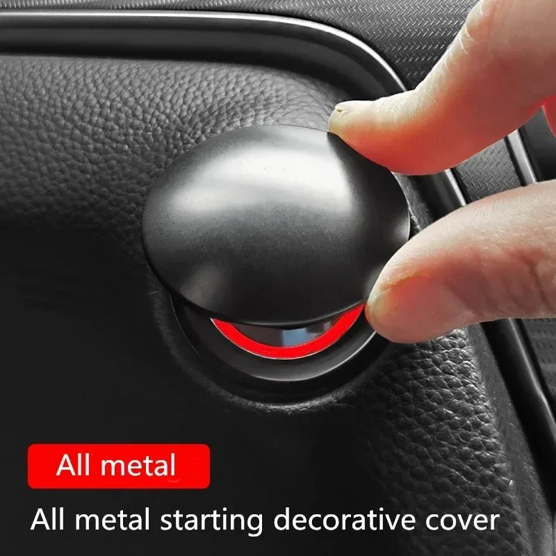 Car One Key Start Switch with All Inclusive Metal Protective Cover Universal Switch Decorative Cover Car Interior Supplies