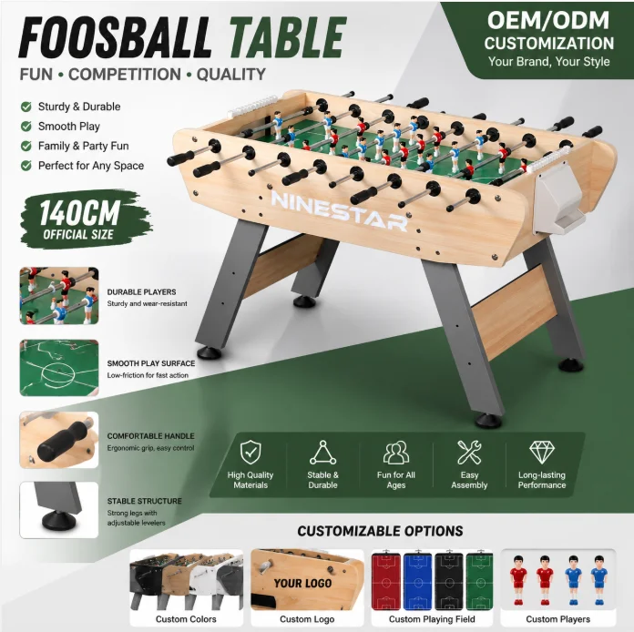 French Style 55 Inch Engineered Wood Foosball Table Easy Setup Solid Structure Company Gathering Recreation Soccer Game Table