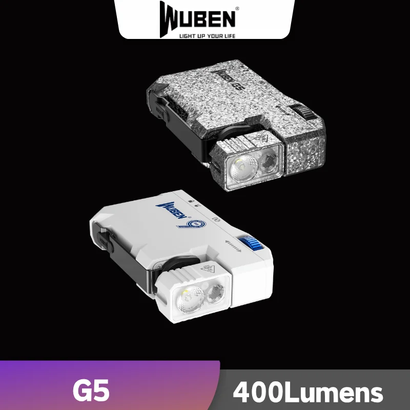 

Фонарь WUBEN G5 EDC, 400 люмен, RGB и белый свет, перезаряжаемый через Type-C