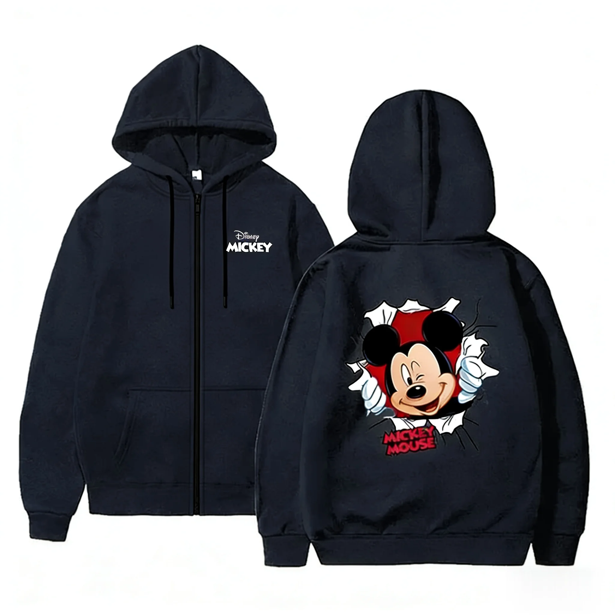 Mickey Mouse Disney Mannen Vrouwen Hoodie Zip Up Sweatshirt 2026 Winter Herfst Casual Streetwear Grafische Print Capuchon