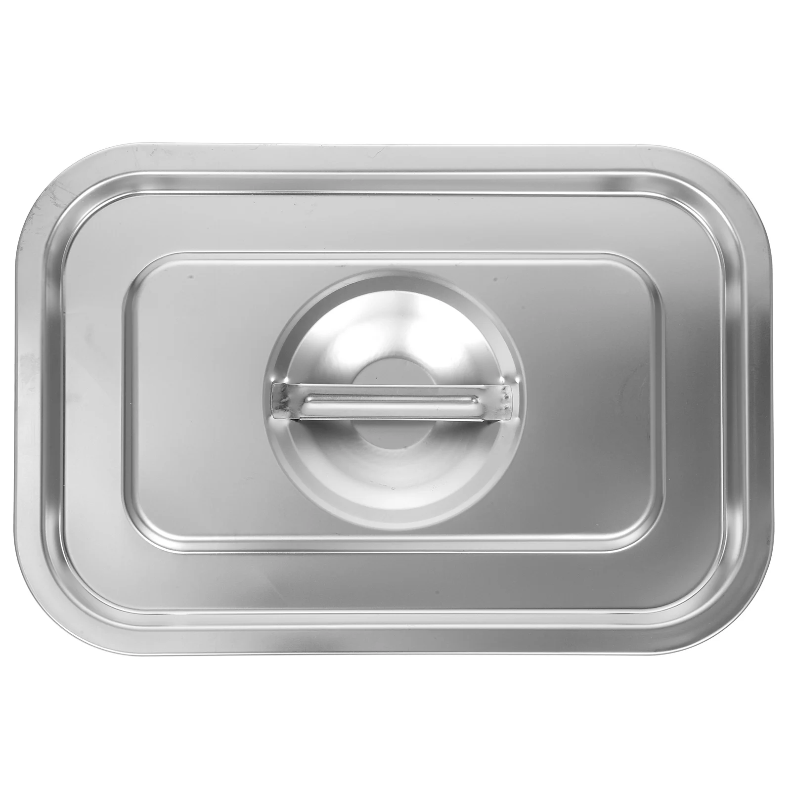 

1pc Heavy Duty Stainless Steel Food Pan Lid With Handle Hotel Buffet Cover Heat Resistant Rectangular Metal Pot Lid For Catering
