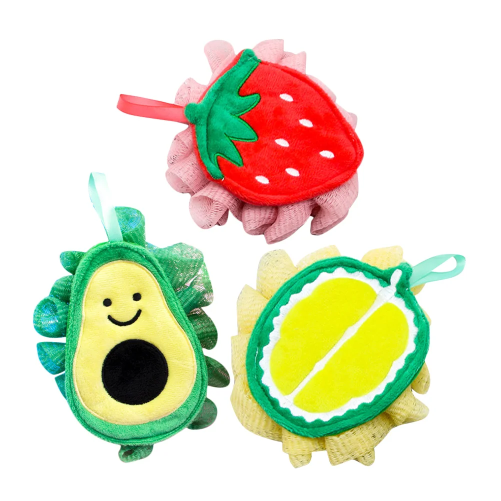

3Pcs Fruit Shape Bath Sponge Soft Exfoliating Shower Loofah Body Scrubber Bath Ball Bathroom Accessory Shower Loofah for Body