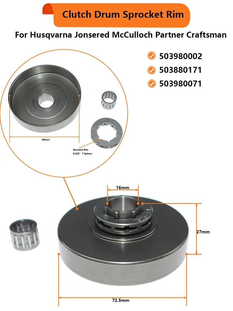 Kupplung Trommel Kettenrad Felge Für Husqvarna 346XP 351 353 357 357XP 359 Jonsered 2149 2159 CS2147 CS2152 CS2153 CS2156 CS2159 g5300 – Detail 1