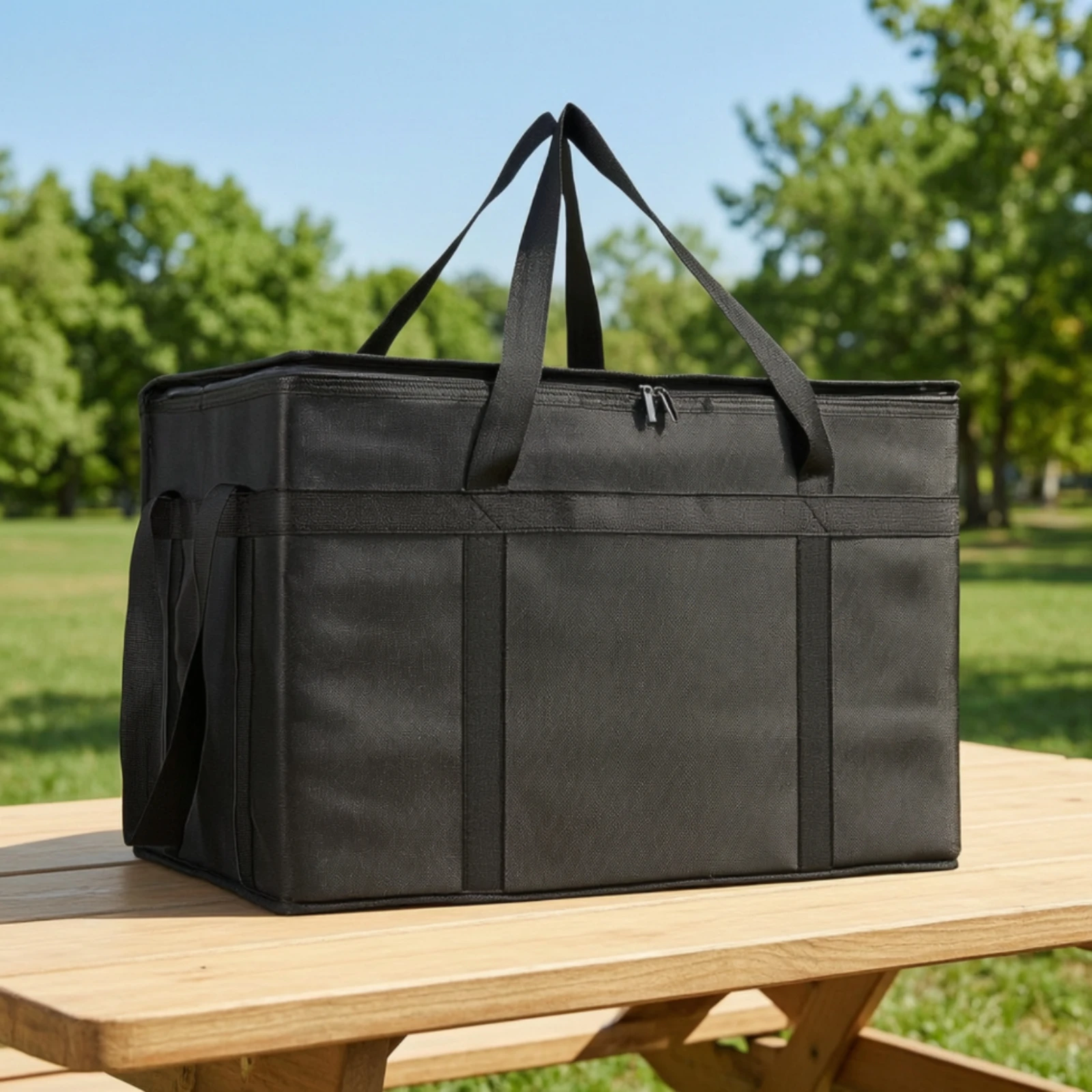 Soft-Sided Insulated Cooler Bag Portable Foldable Cooler Bag with Base Board Thermal Tote with Reinforced Handles Collapsible