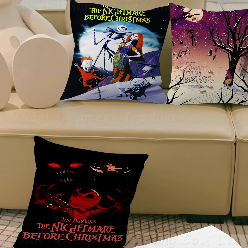 The N-NightmareS B-Before ChristmasPillow Covers Cartoon Sofa Decorative Home Double-sided Printing Short Plush Cute Cushion