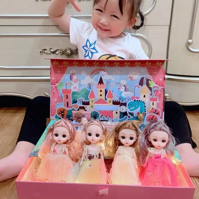 

4 Piece Little Dolls Set 5 inch Mini Dolls Include 4pcs Handmade Dolls Clothes