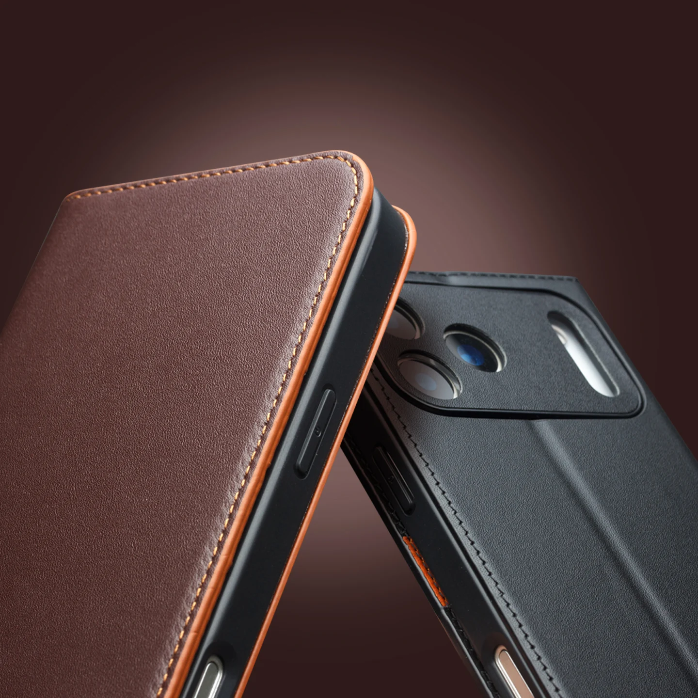 For iPhone 18 Pro Max QIALINO Premium Genuine Leather Case for iPhone 18 17 Pro Max Air 17e 16e Natural Cowhide Wallet Cover