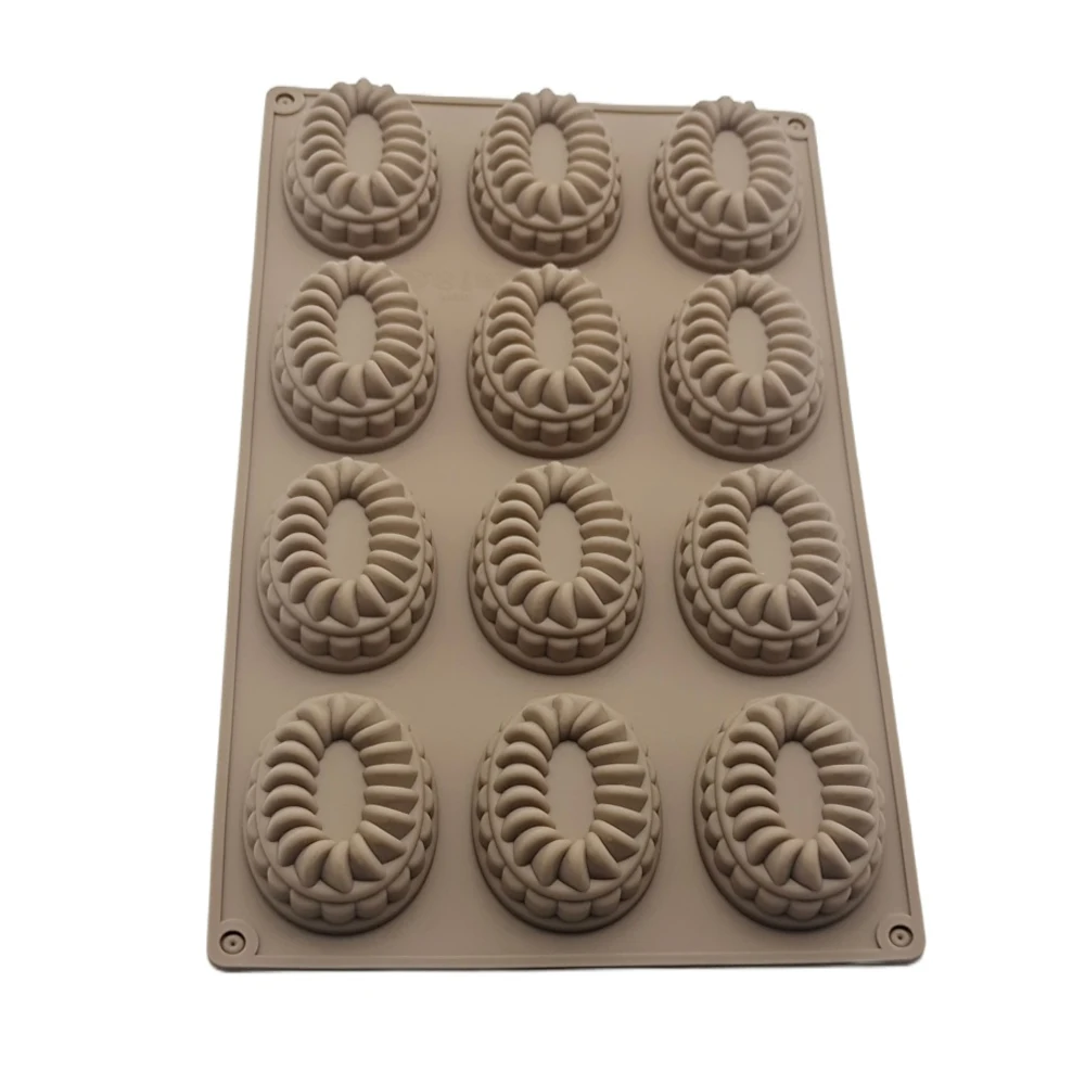 

Silicone Oval Mousse Biscuit Mold 12 Hole Food Grade Silicone Chocolate Pudding French Dessert Baking Cake Mold New Arrival