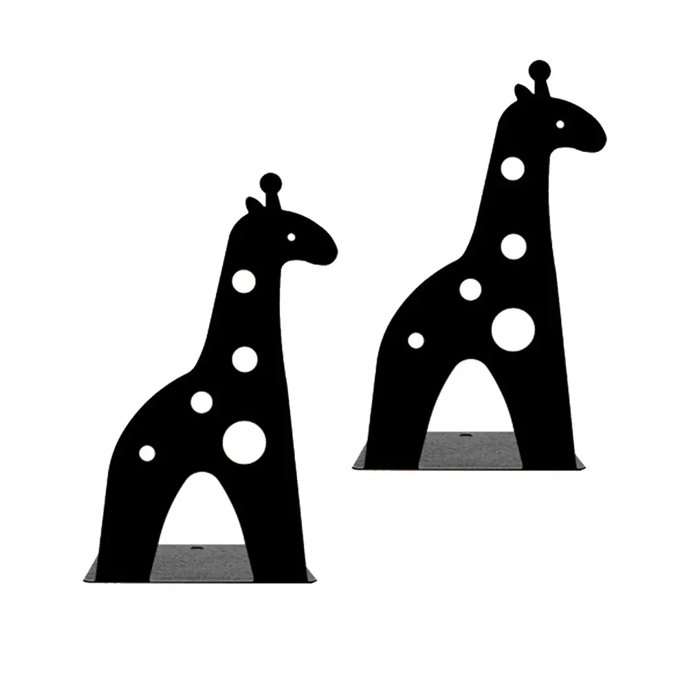 

2 Pcs Book Stand Giraffe Cute Cartoon Shape Non-slip Ends Black Animal Bookend Child