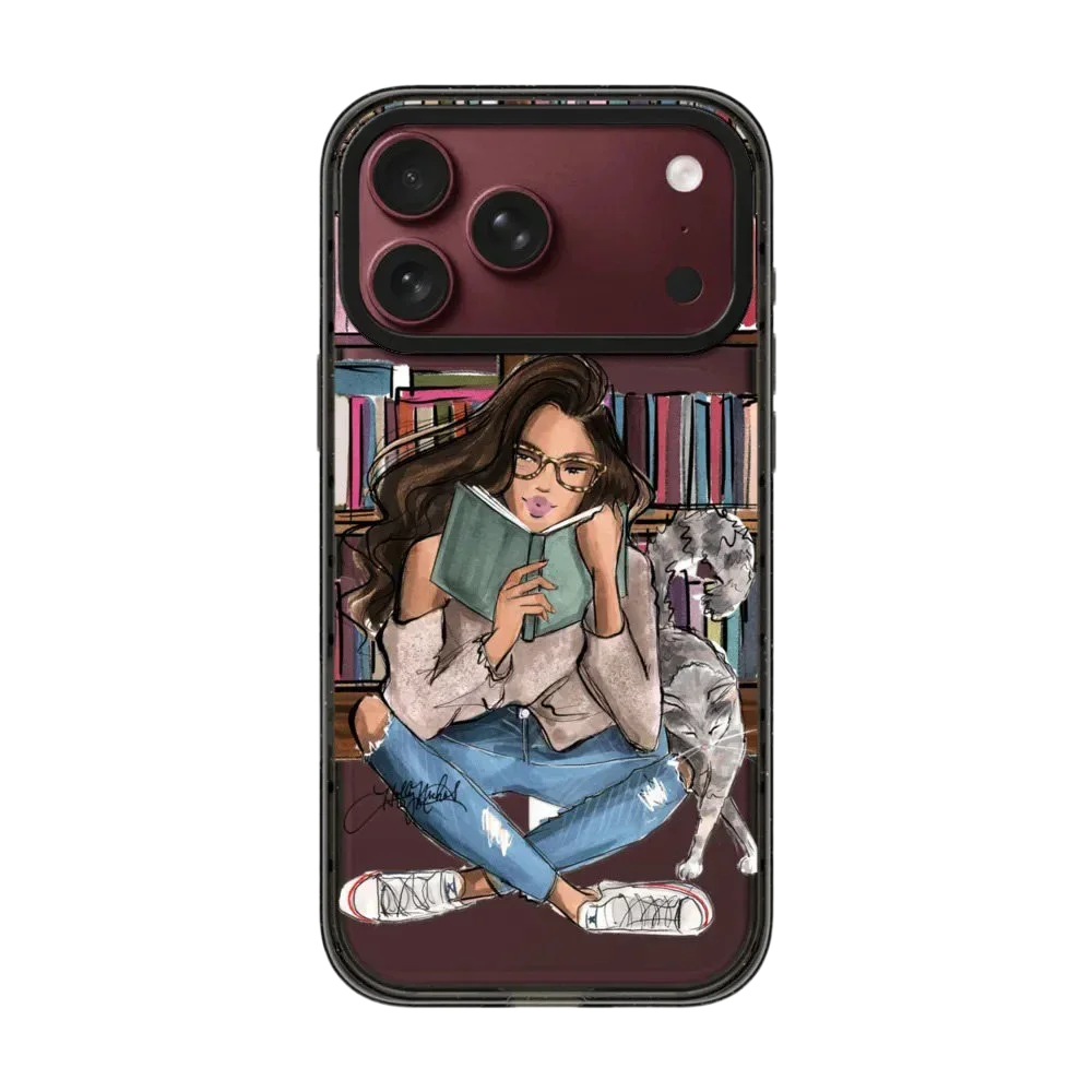 Creative Reading Girl Cartoon Impact Magnetic Case: Compatible with IPhone 18 17 16 15 14 13 12 Pro Max 17 Air
