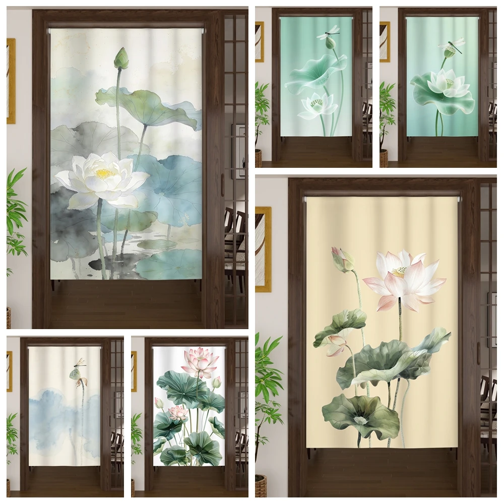 Ink wash painting changing room Curtain Privacy Partition Doorway Noren Kitchen Entrance Noren Linen Single Piece Door Curtain