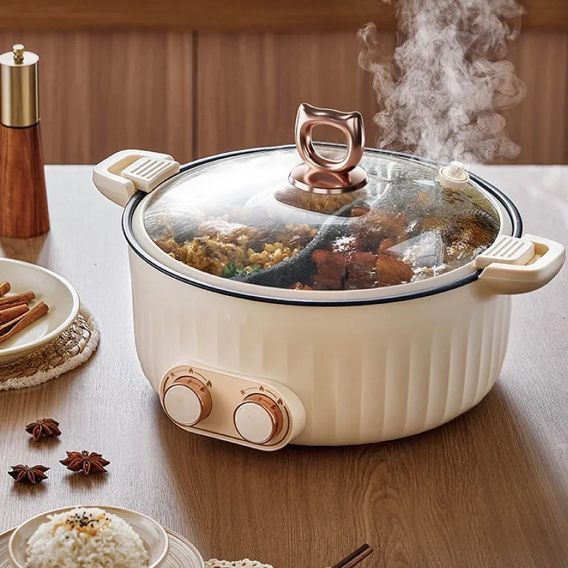 2000W Yuanyang Electric Hot Pot 6L Large Capacity Electric Wok 2 Gear Adjust Nonstick Frying Pan Home Electric Cooking Pot 3