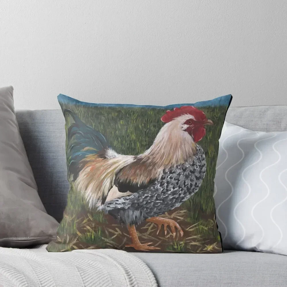 

Painting of a Rooster Throw Pillow Plaid Sofa Luxury Pillow Case Christmas Cushion For Home Bed pillowcases pillow