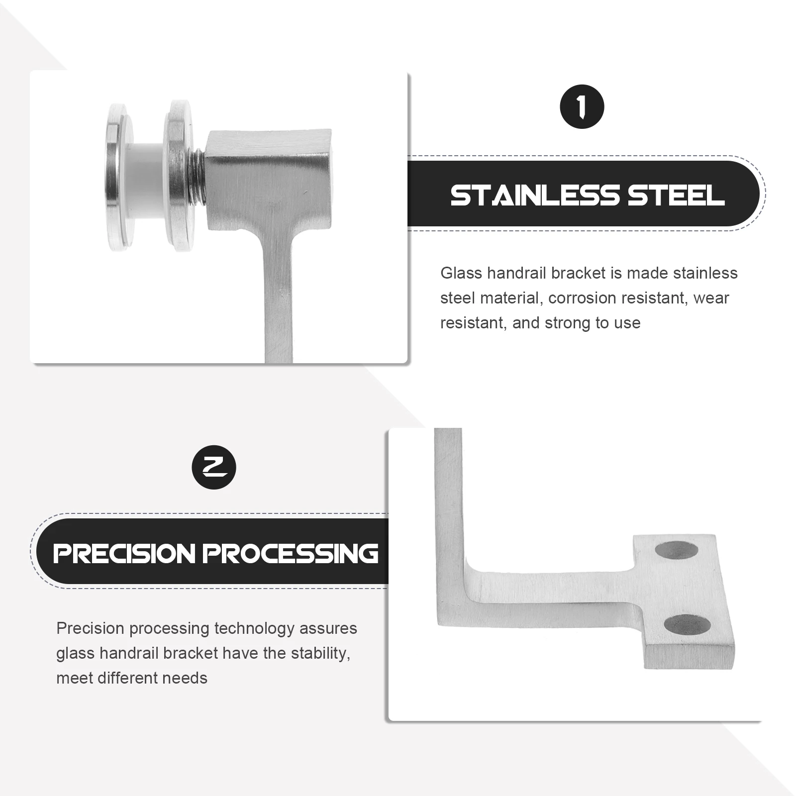 

Stainless Steel Glass Handrail Bracket Wall Mount Heavy Duty Railing Support Brackets for Stairs Guardrail Outdoor Deck Column