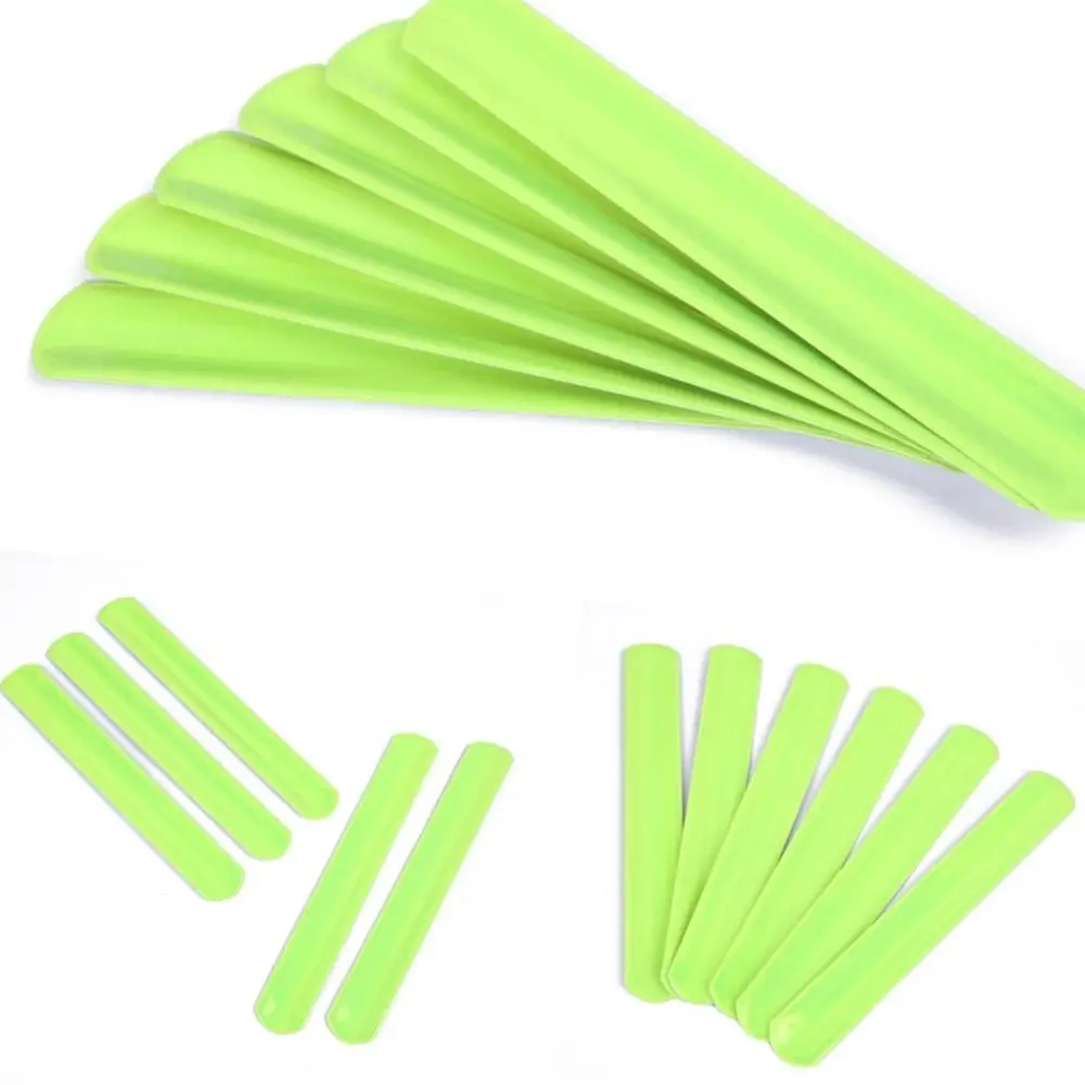 

20Pcs Warning Reflective Safety Wrist Strap 22/30cm Visibility Reflective Snap Ring Green Creative Reflective Slap Bracelet