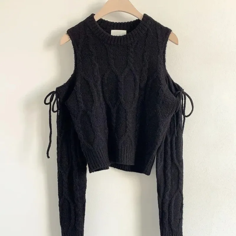 디자인 센스 오프숄더 케어풀 머신 보우 타이 프라이드 도우 트위스트 롱 슬리브 스웨트