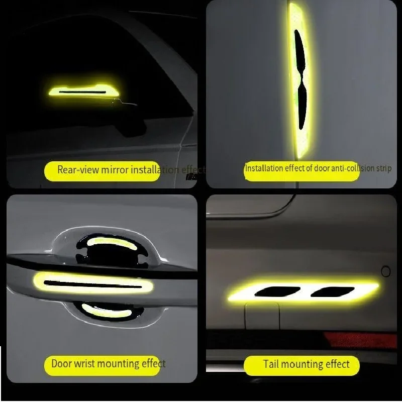 New Universal 3D Carbon Fiber Car Door Handle Luminous Sticker Anti-Scratch Sticker Car Safety Reflective Strip