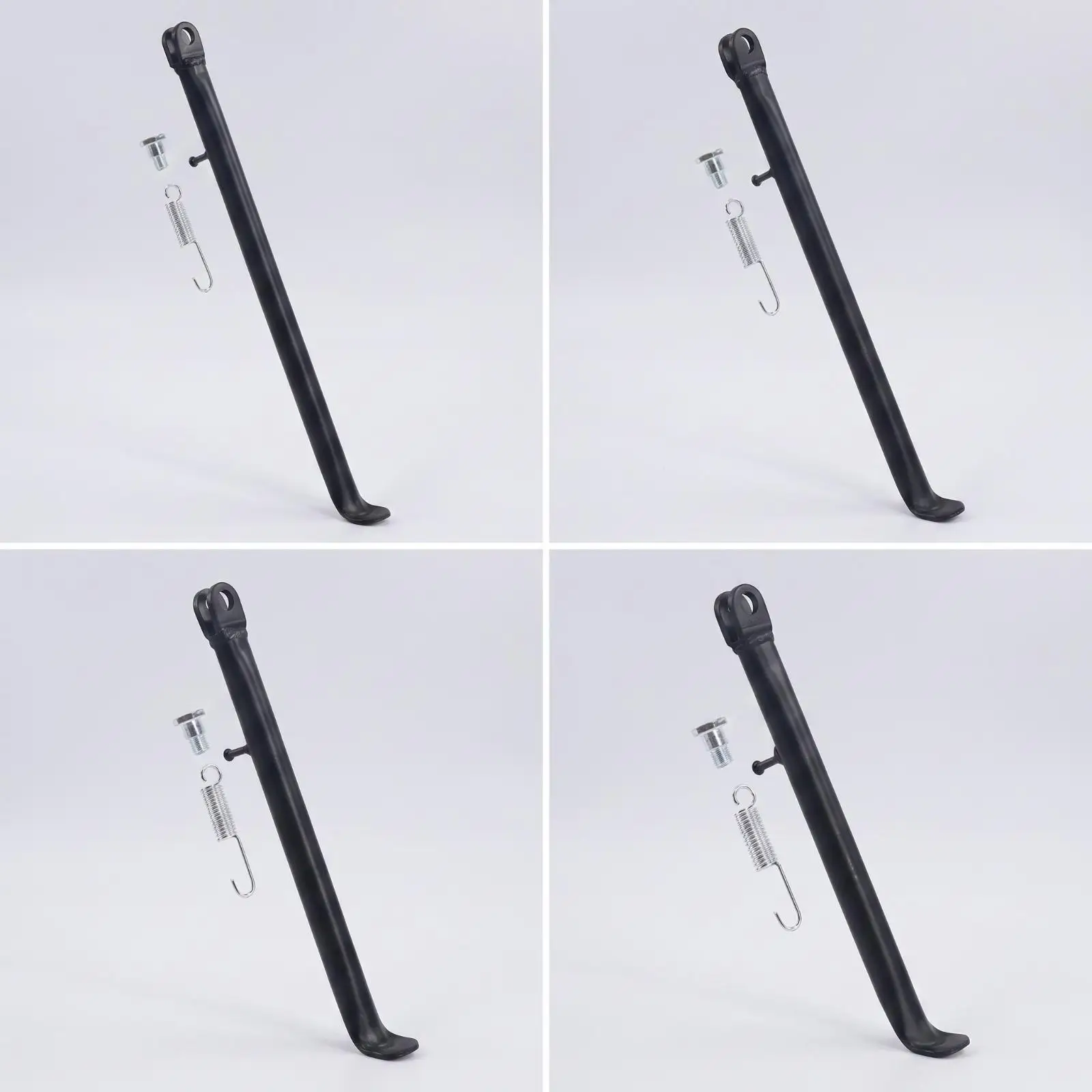 Motorcycle Side Stand Kickstand with Tension Spring Curved Foot Steel Construction for Daily Use
