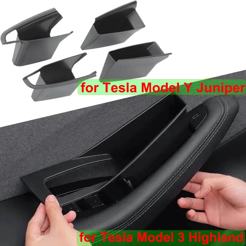 

For Tesla Model Y Juniper/ Model 3 Highland Car Door Handle Storage Box Inner Handle Organizer Container Tray For Tesla Model 3Y