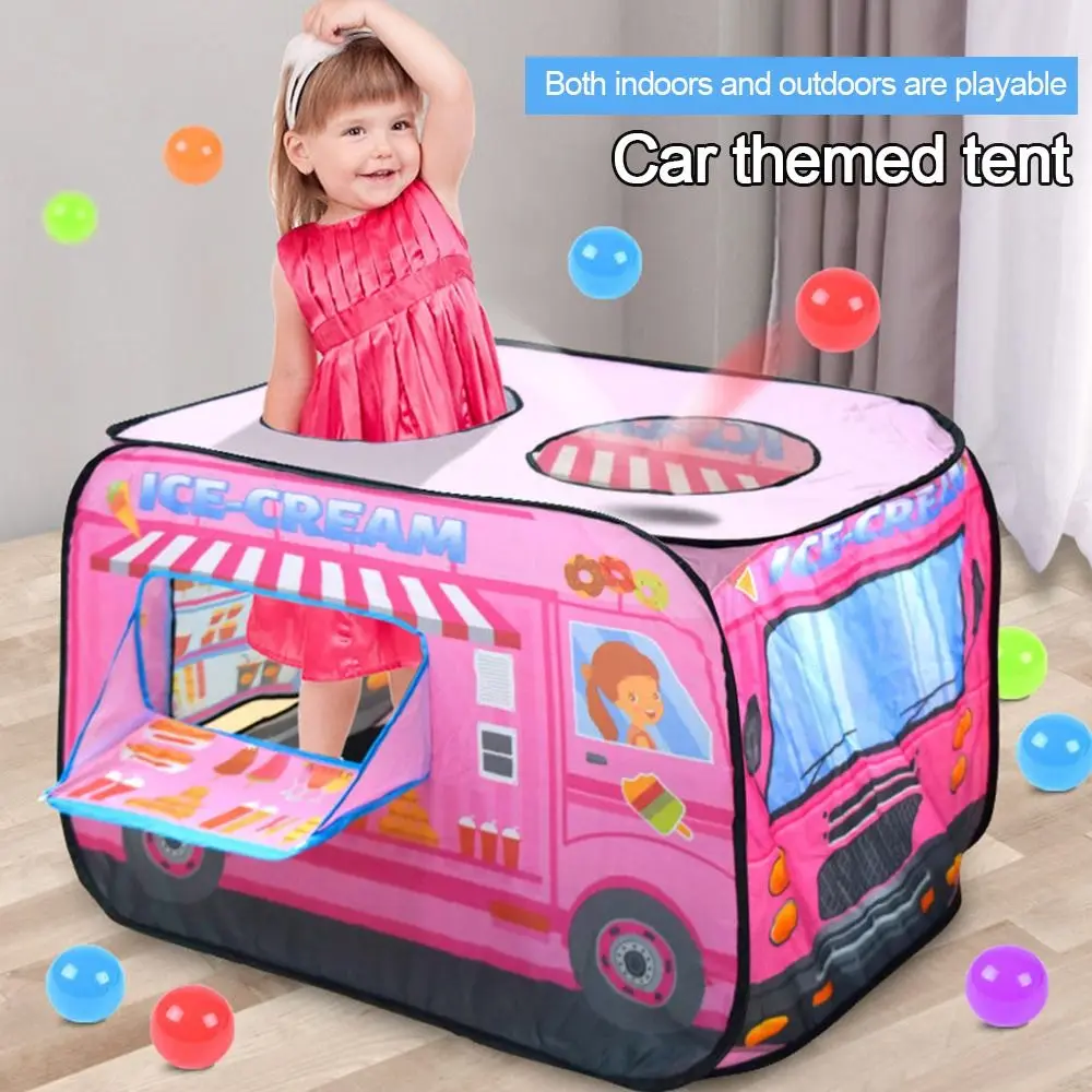 

Foldable Kids Ice Cream Tent Sturdy Toys Tents Princess Castle House Convenient with Carrying Bag Children Play Tent
