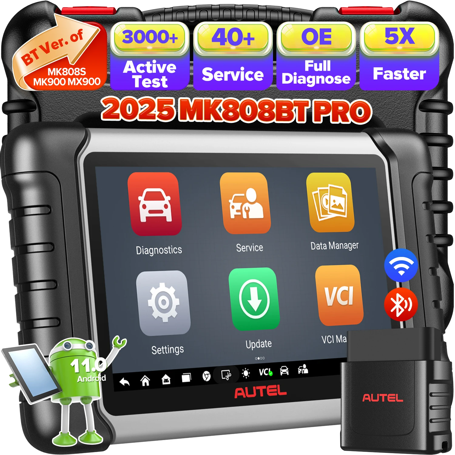 Autel MaxiCOM MK808BT PRO Diagnostic Tool Full Bi-Directional control Scanner OE-Level All System Diagnostic PK MK808S MX808S