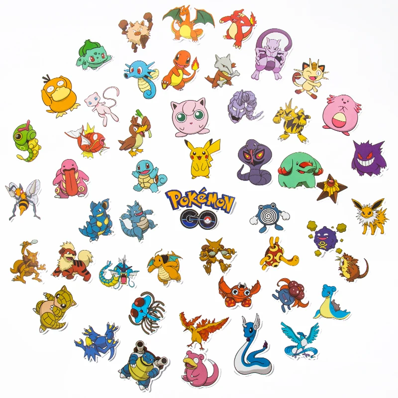 50/100PCS Kawaii Pikachu Anime Pokemon Stickers for Laptop Suitcase Skateboard Guitar Phone Cartoon Sticker Kid Gift Toys