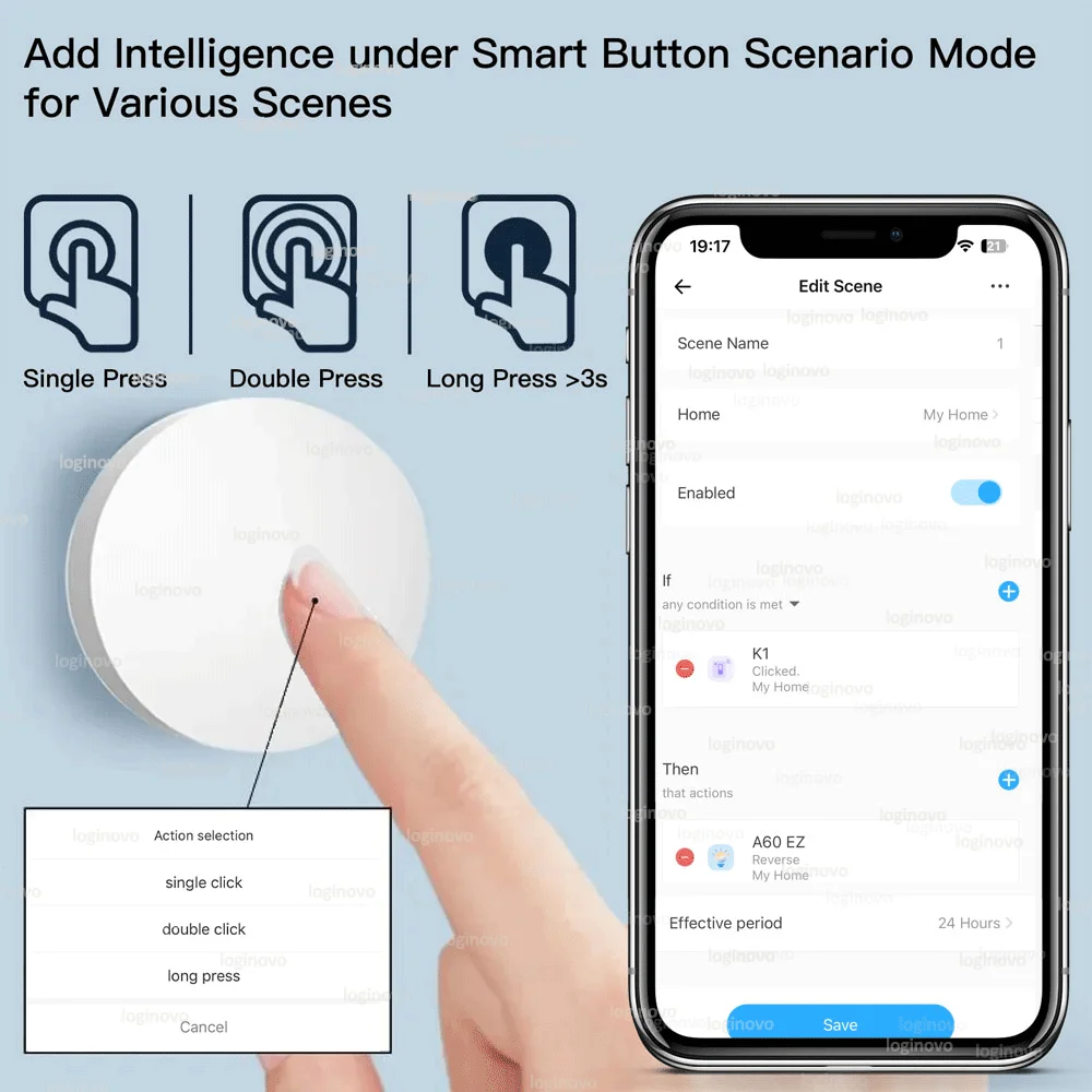 Smart Zigbee 3.0  Button Scene Switch Controller Battery Powered Automation Scenario Ewelink App Alexa Google Voice Control