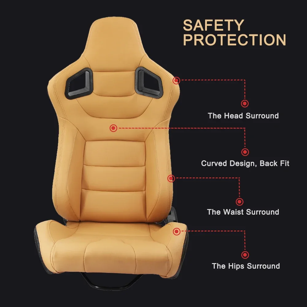 1pc Adjustable Racing Seat Universal for Sport Car Simulator Bucket Seats Black-Red PVC Leather 1pc view 5