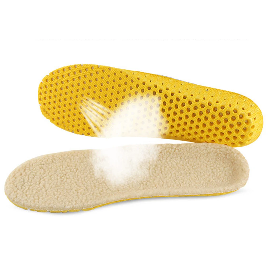 Sports Shoe Insole Soft Wool Warm EVA Shock Absorption Breathable Sneaker Inserts for Long Standing and Work Shoes