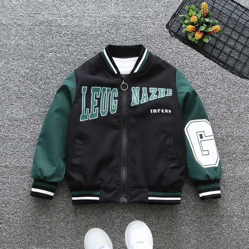 2-12Year Spring Autumn Baby Boys Jacket Letters Pattern Kids baseball uniform Coats For Children Outerwear Teenage Clothing