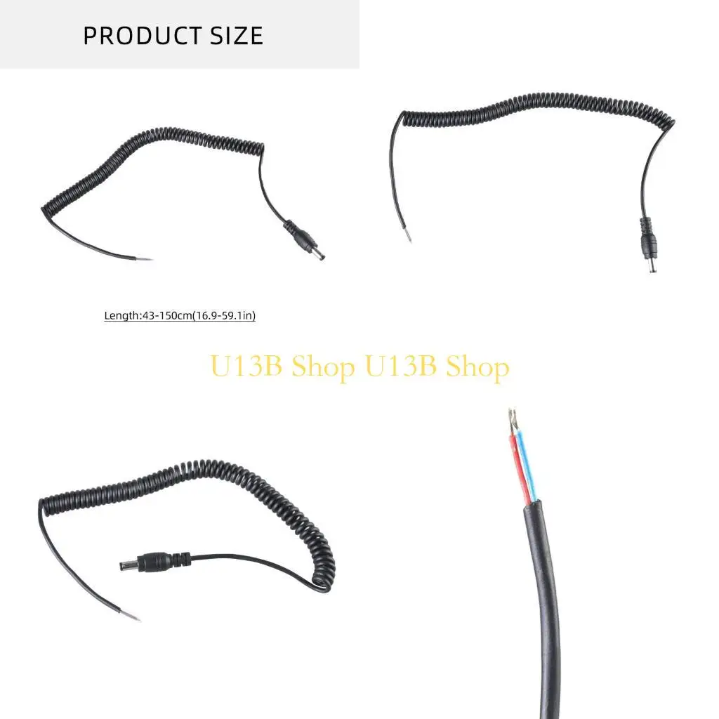 

U13B DC5525 Male to 2pin Power Extension Cable Line Male 5.5x2.5mm DIY Pigtail Power Cord Wire for LED Light Speaker Fan