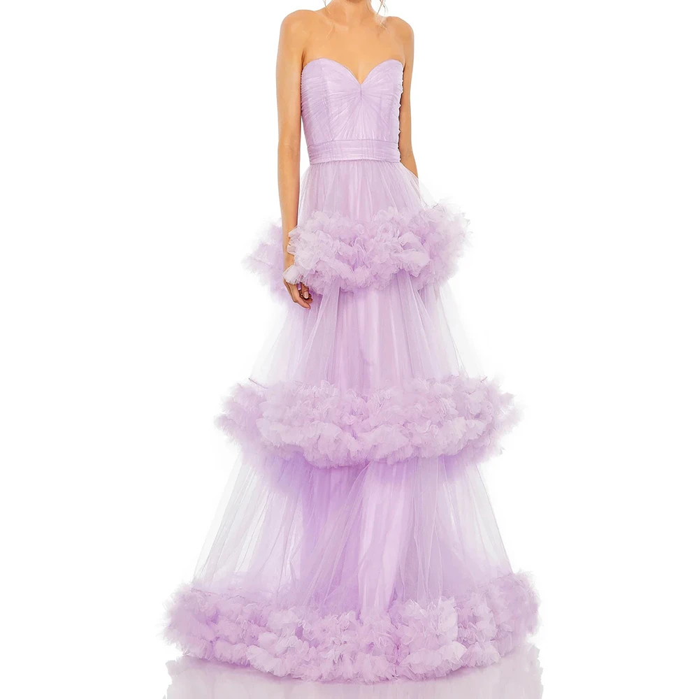 

Women's A-line Evening Dresses Floor-length Strapless Sleeveless Prom Gown Fashion Ruched Draped Backless Customized Gowns