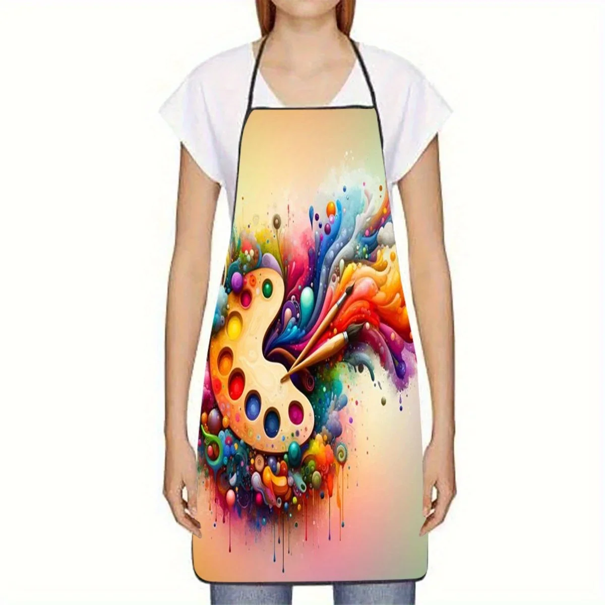 Colorful Paint Palette Apron for Artist Kitchen Apron Canvas Painting Crafting Gift for Women