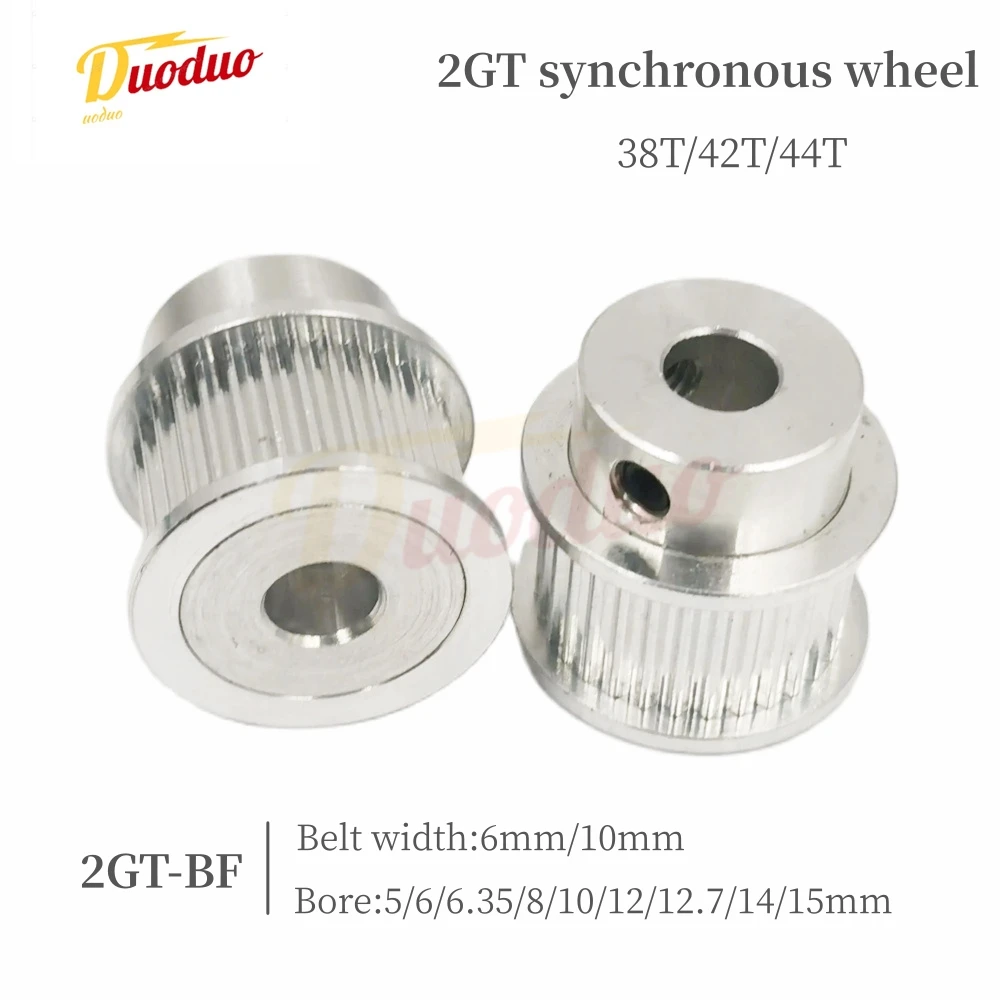 

3D Printer Parts GT2 Timing Pulley 2GT 38T/42T/44T Tooth Teeth Bore 5/6/6.35/8/10/12~15mm ，Synchronous Wheels Width 6/10/mm Belt