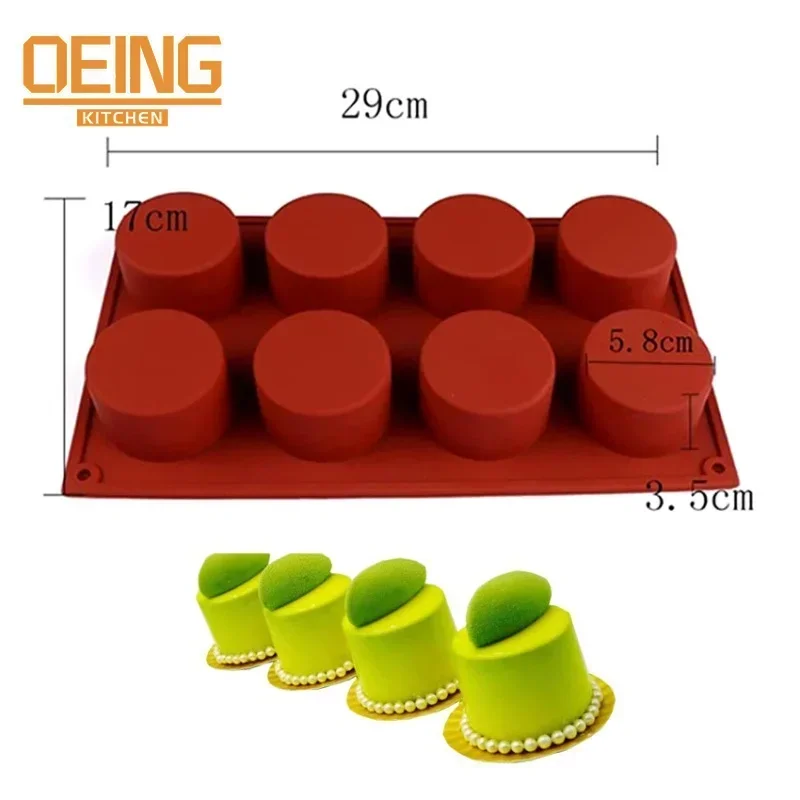 New 6 Cavity Cylinder Silicone Cake Mold For Cookies Making 3D Handmade Kitchen Reuse Baking Tools Decorating Mousse Mould