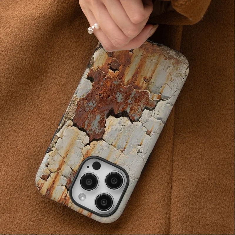 Rust-spotted double-layer phone case suitable for iPhone 16 15 14 13 12 11 Pro/ Max/Plus shock-proof and fall-proof - Image 3