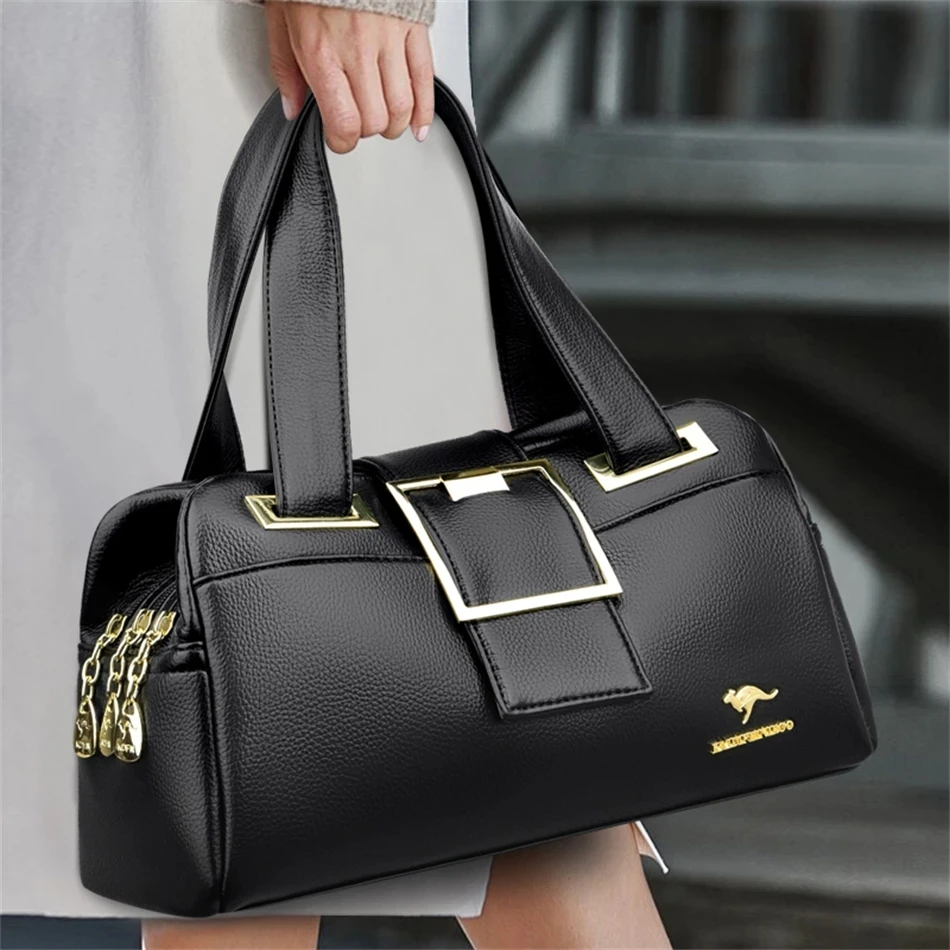 

Women Multi-layers Top-handle Bag Quality Leather Handbags Purses Female Luxury Designer Large Capacity Boston Bags Ladies Sac