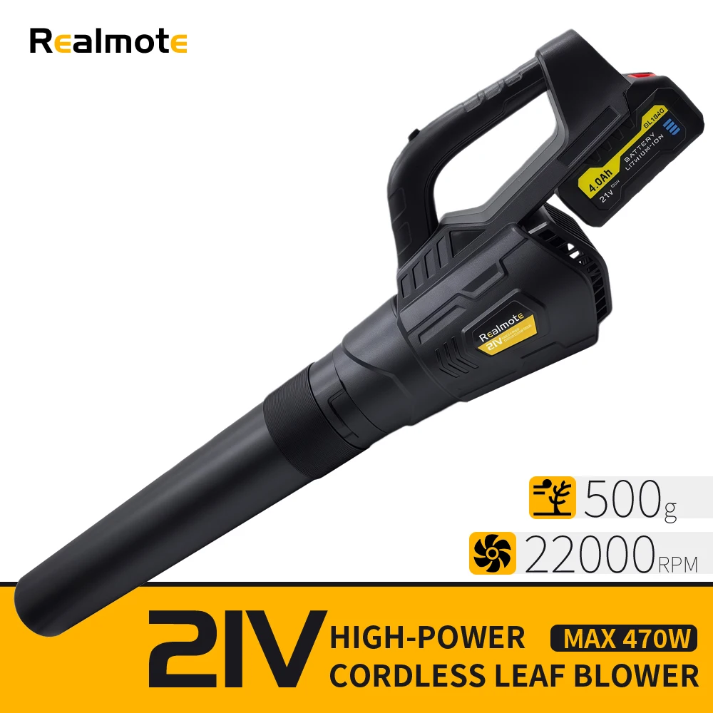 

Cordless Leaf Blower – 470W Dual Speed, Lithium Battery, 500g Max Air Pressure, for Yard Cleaning, Inflating & Dust Blowing