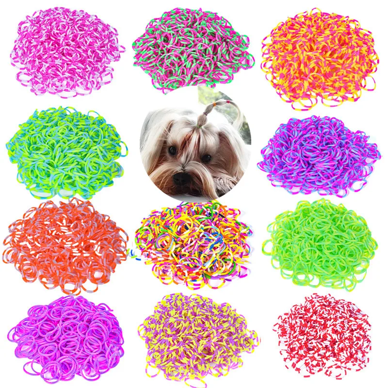 200pcs Pet Dog Grooming Rubber Band Pet Accessories Colorful Pet Supplies Elastic Pet Hair Product Hairpin Hair Accessory