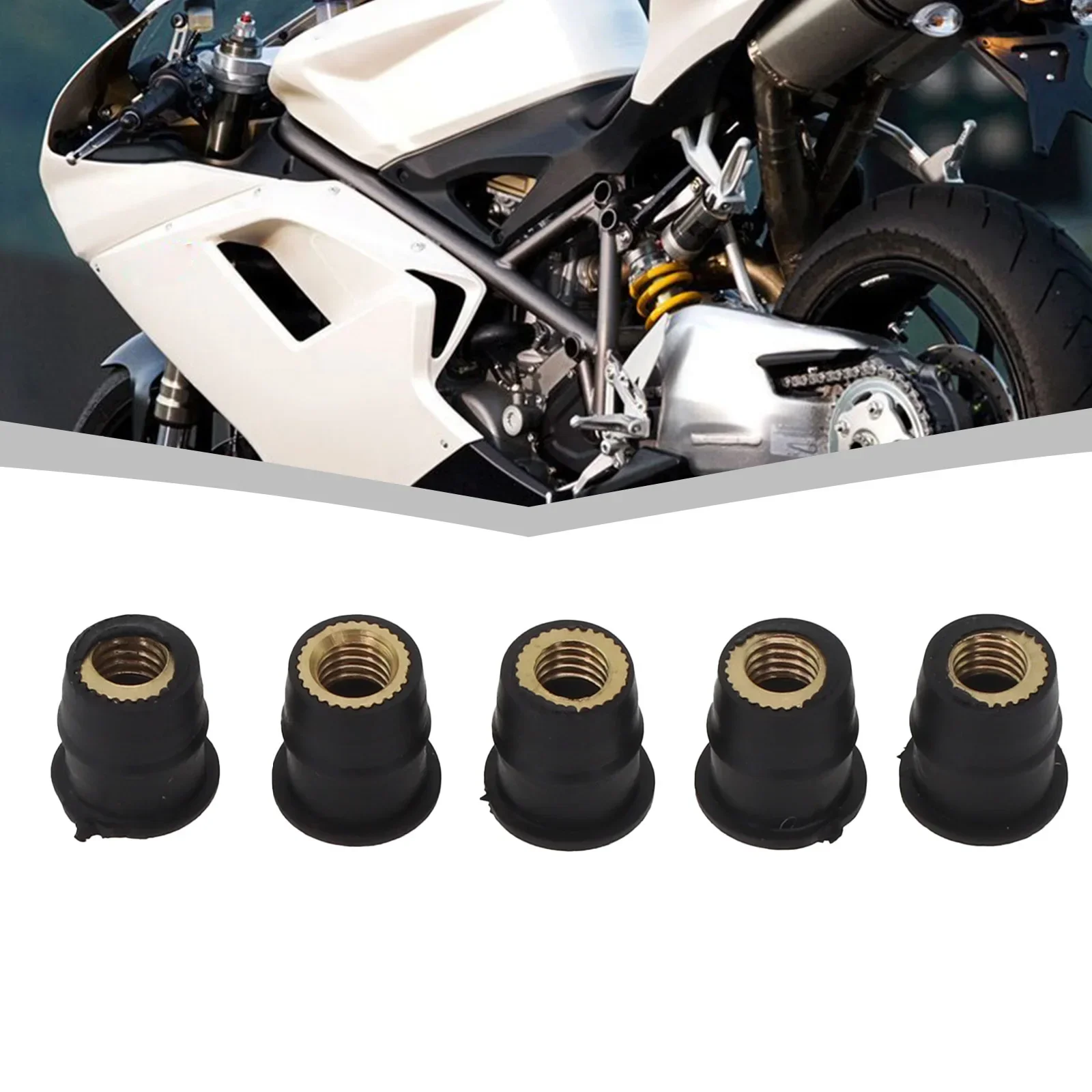 

5PCS Motorcycle Windshield Rubber Nuts Vibration Damper Panel Mounting ATV Applications Motorcycle Body Repair Accessories