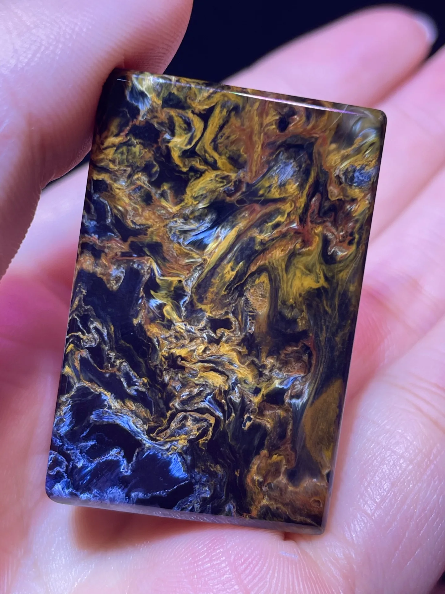 

Natural Blue Yellow Pietersite Pendant 39.6/26/7.5mm Women Men Fire Pietersite Namibia Necklace Jewelry AAAAAA